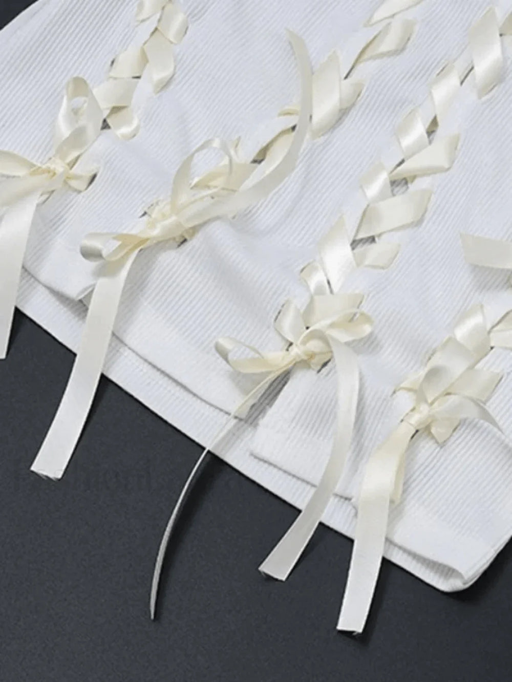 Lace Up Ribbed Cropped Tank Top Tops&Tees