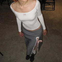 Lace Up Split A Line Elegant Skirt