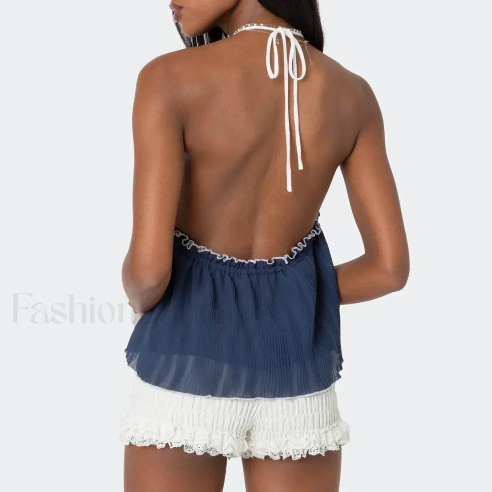 Lace Up Split Front Crop Top