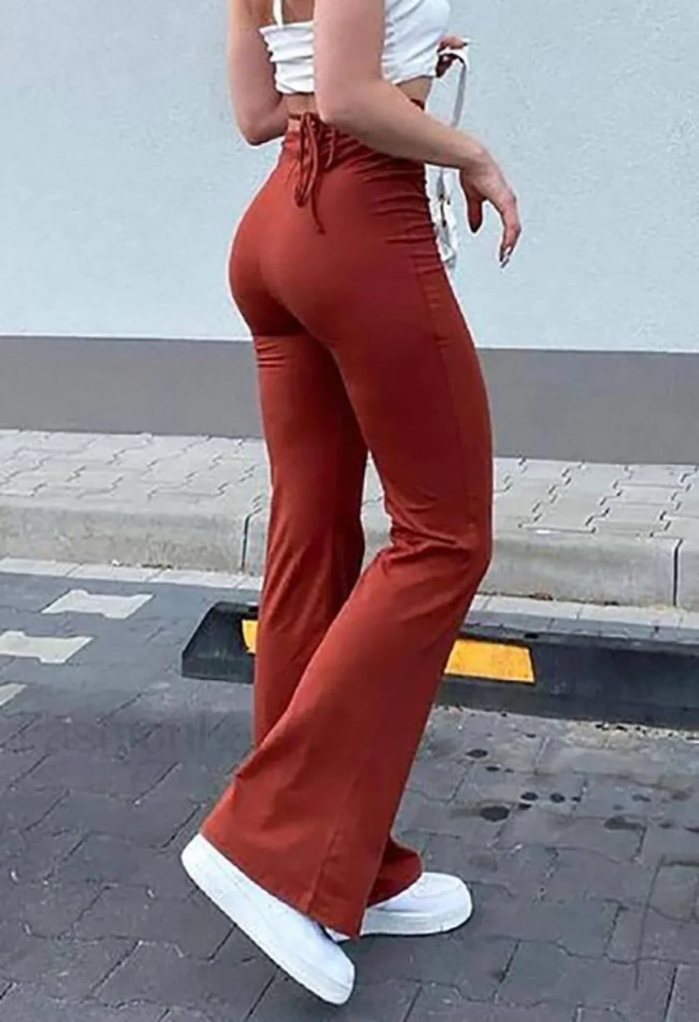 Lace Up Stretch Flare Leg Pants Pants