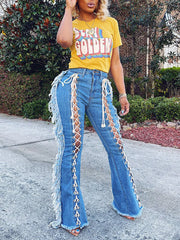 Lace Up Tassel Jeans Jeans