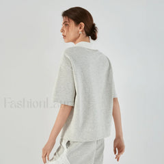 Lapel Combed Cotton Casual T Shirt