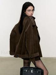 Lapel Loose Suede Jacket Jackets