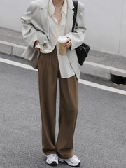 Lavish Style Pleat Trendy Wide Leg Pants Pants