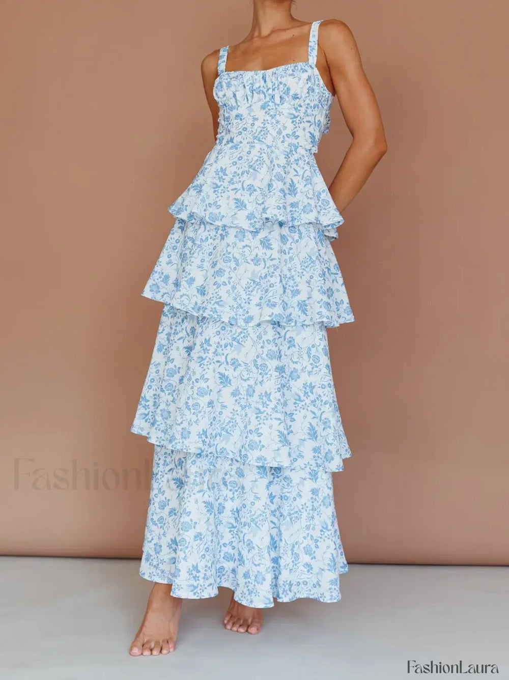Layered Ruffle Bohemian Floral Dress color 5 / S