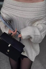Lazy Chic Off-Shoulder Knit Sweater