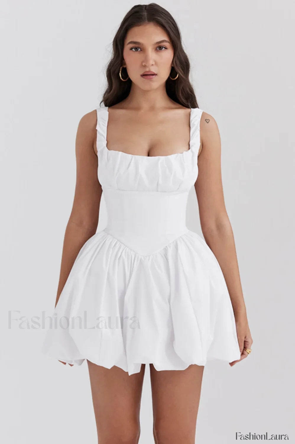 Le Puff Cotton Charming Tulle Mini Dress XS / White