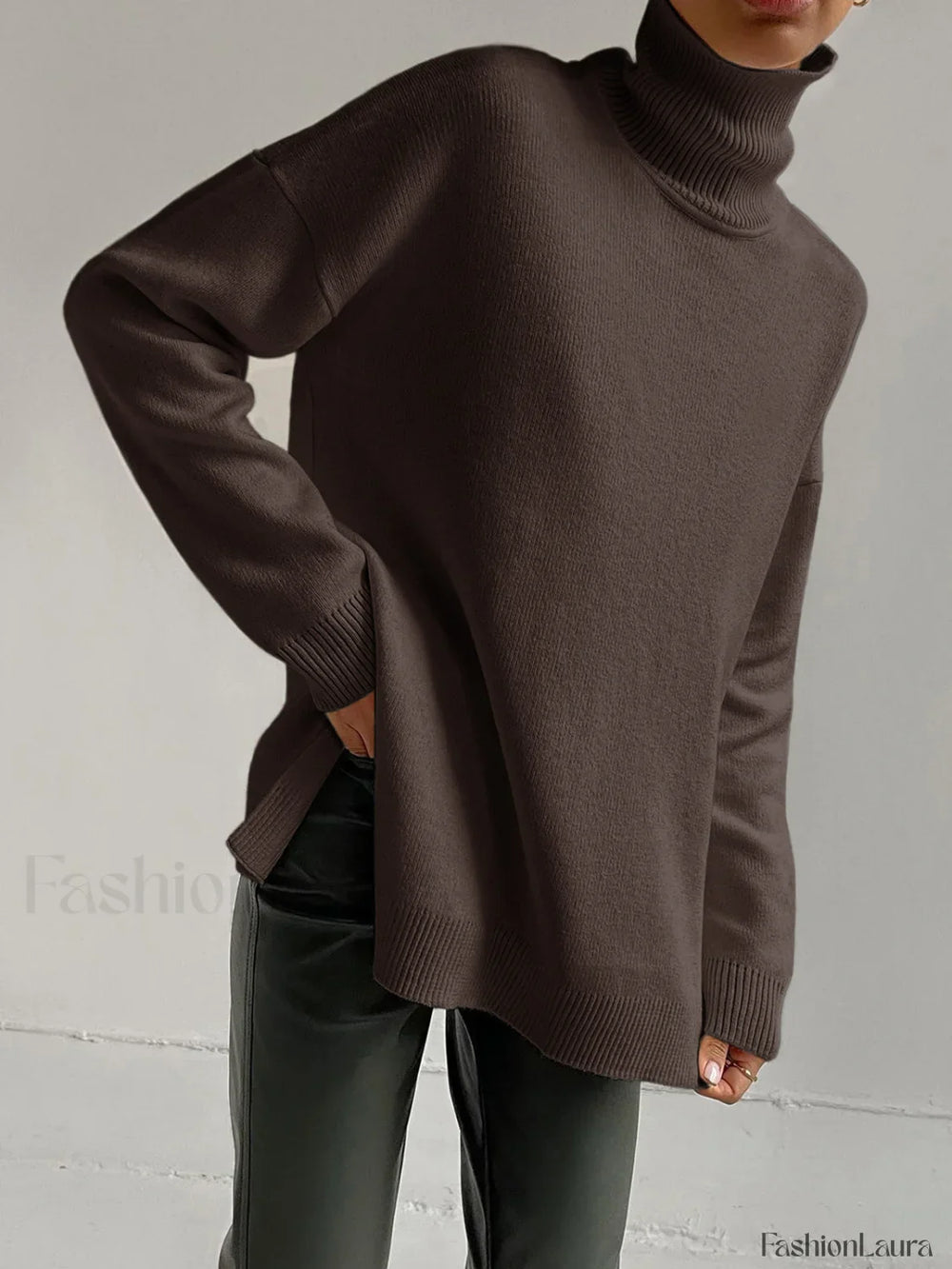 Lean On Graceful Me Turtleneck Sweater Brown / XS Sweaters L
