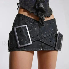 Leather High Waist A Line Skirt