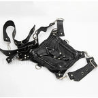 Leather Steam Punk Gothic Shoulder Waist Messenger Retro Women Bag BLACK
