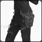 Leather Steam Punk Gothic Shoulder Waist Messenger Retro Women Bag BLACK