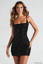Leila Sequin Stylish Bodycon Mini Dress XS / Black Party Dresses L