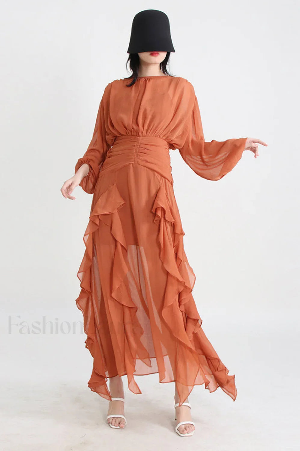 Leonie Ballon Stylish Sleeve Maxi Dress