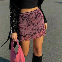 Leopard Mesh Wrap Hip Skirt