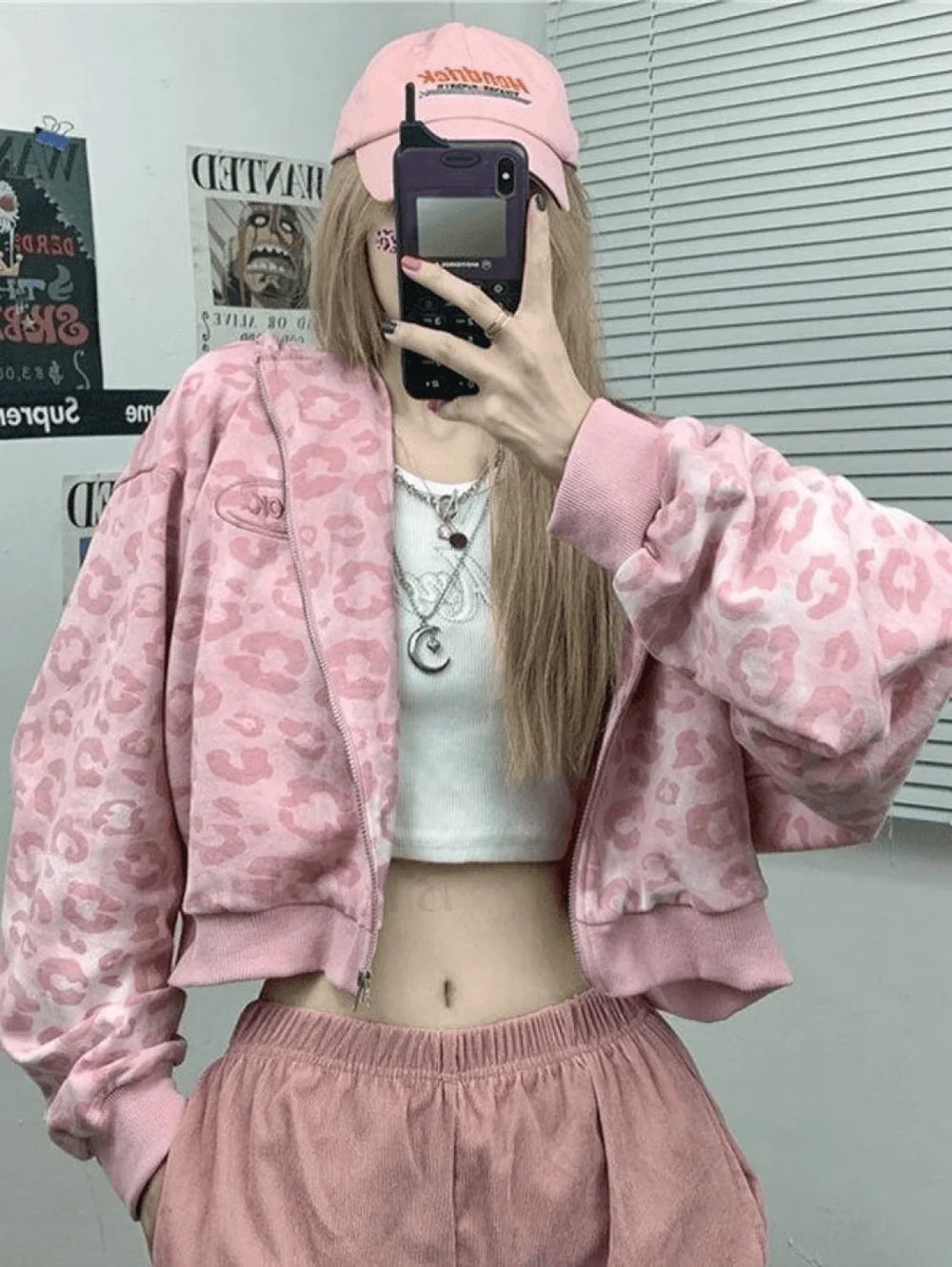 Leopard Print Crop Hoodie Sweatshirts & Hoodies L