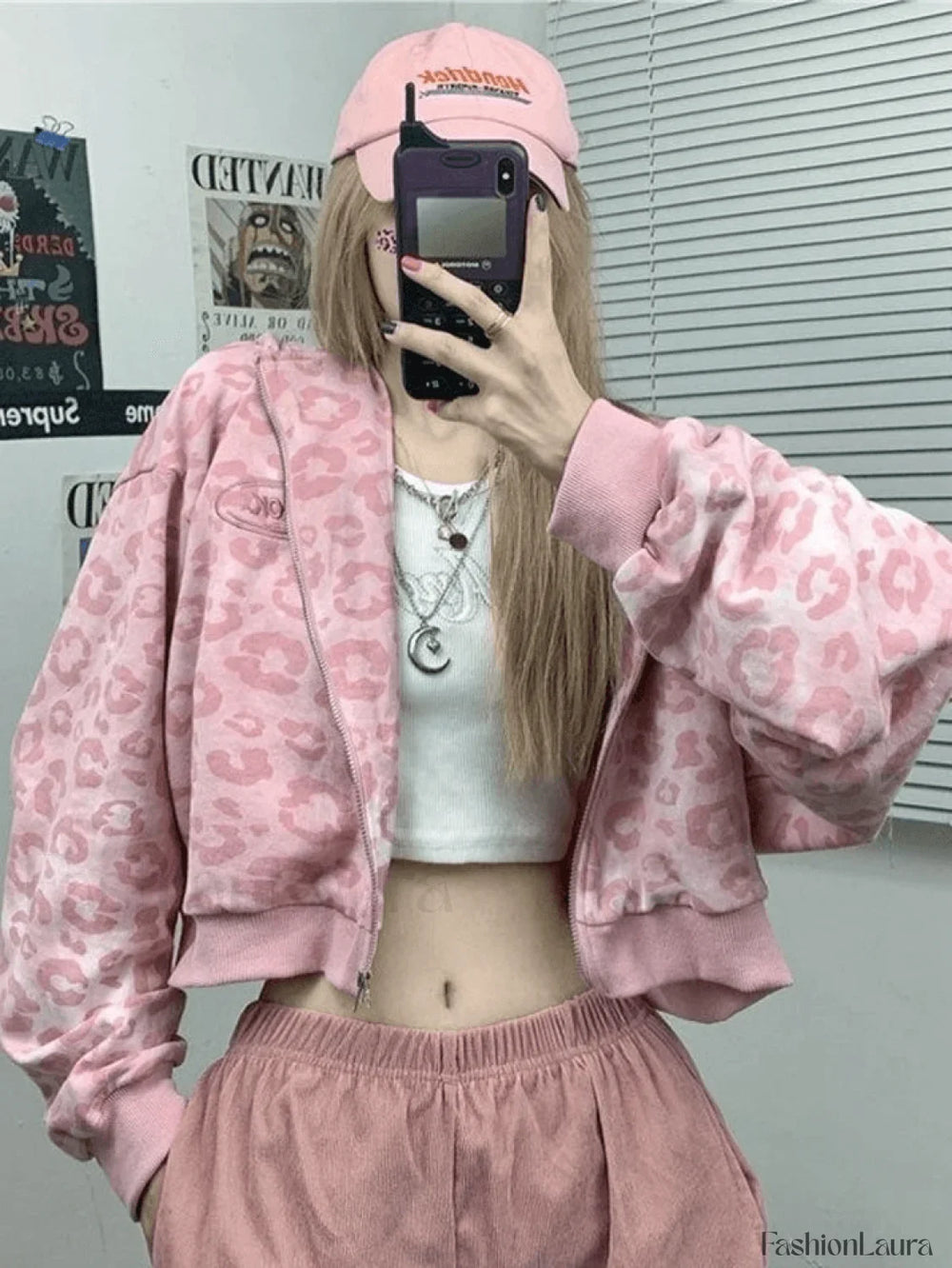 Leopard Print Crop Hoodie Sweatshirts & Hoodies L