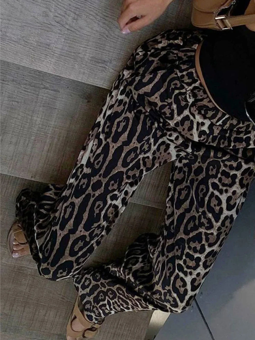 Leopard Print Wide Leg Pants Pants