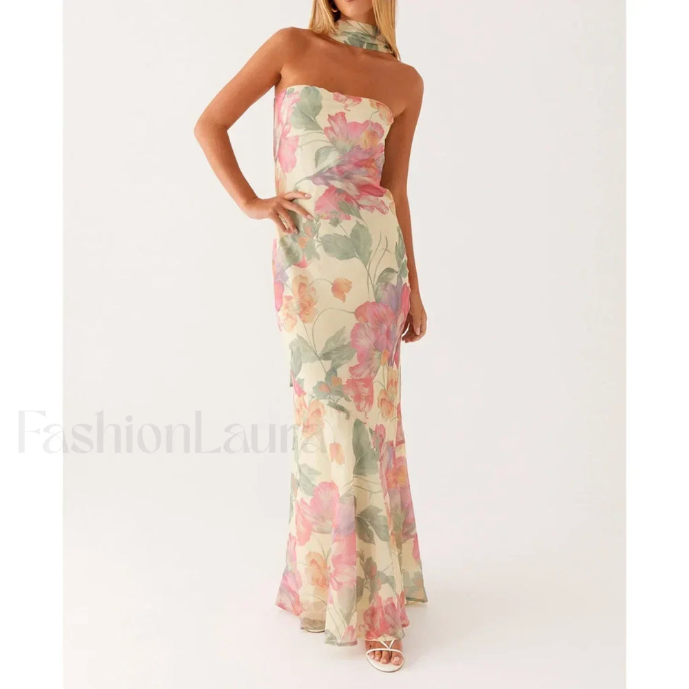 Leopard Strapless Mermaid Floral Dress