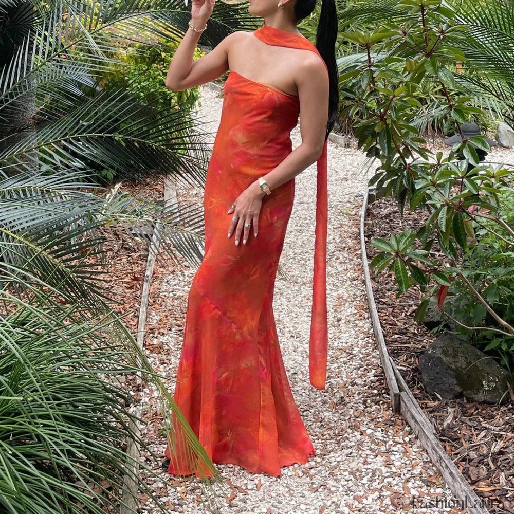 Leopard Strapless Mermaid Floral Dress