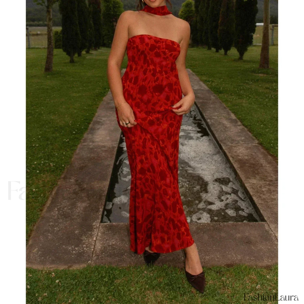 Leopard Strapless Mermaid Floral Dress