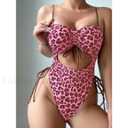 Leopard Thong Push Up One Piece PinkLeopard / S