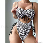 Leopard Thong Push Up One Piece WhiteLeopard / S