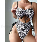 Leopard Thong Push Up One Piece WhiteLeopard / S