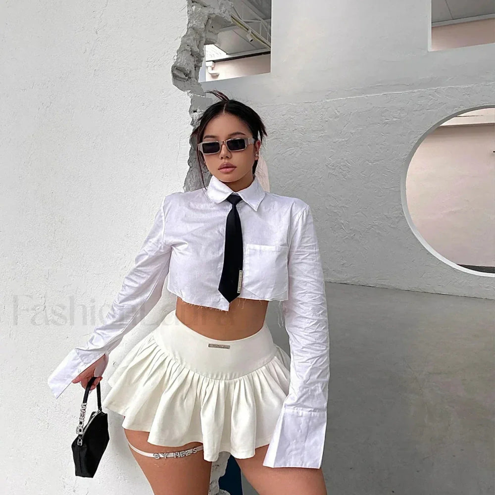 Letter Label Pleated Skirt