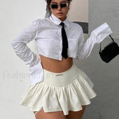 Letter Label Pleated Skirt