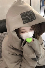 Letter Print Vintage Hooded Hoodie