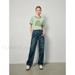 Letter Printed Contrast Color T Shirt