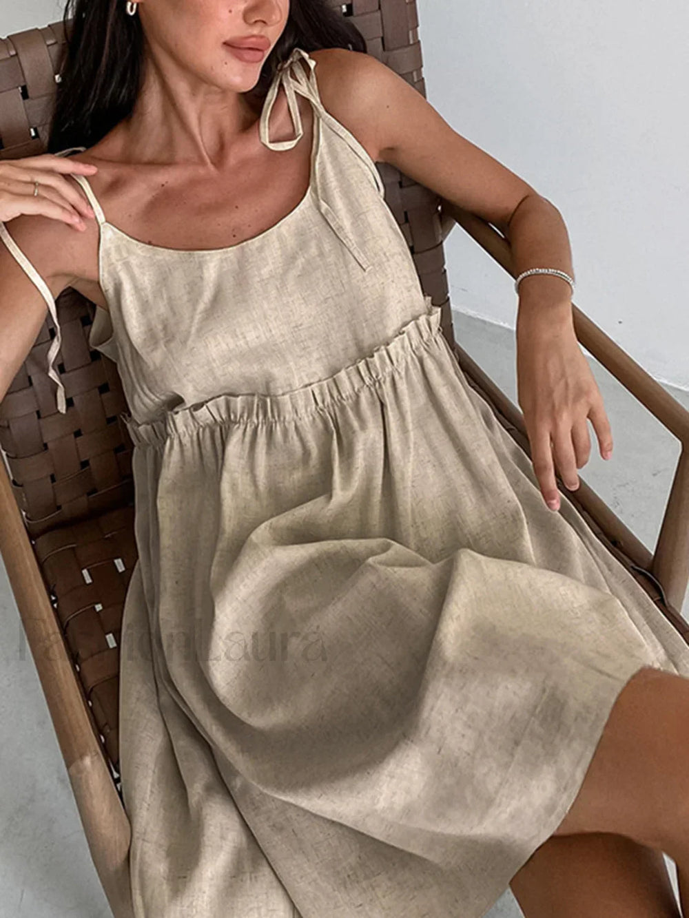 Levanzo Tied Shoulder Short Dress Dresses