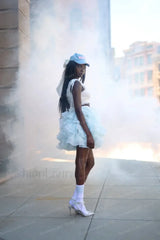 Light Blue Chiffon Party Skirt