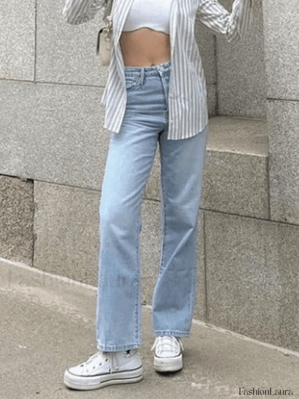 Light Blue Wash Straight Boyfriend Jeans Jeans