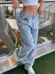 Light Wash Denim Boyfriend Jeans Blue / S Boyfriend Jeans