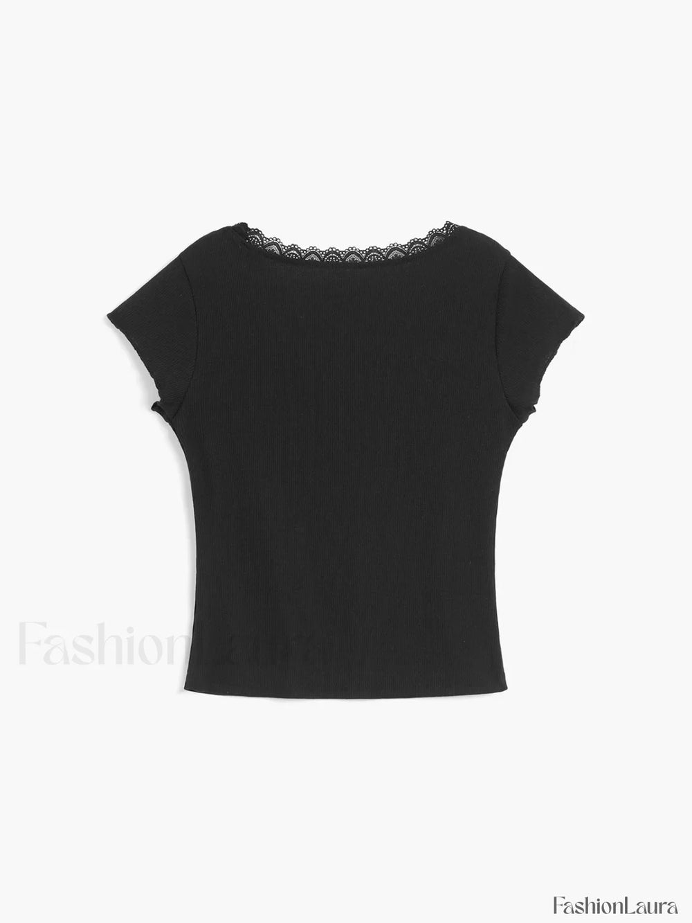 Like That Lace Trim Modern Cap Sleeve Crop Top T Shirts