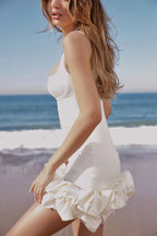 Lilou Ivory Stylish Ruffle Dress Party Dresses L