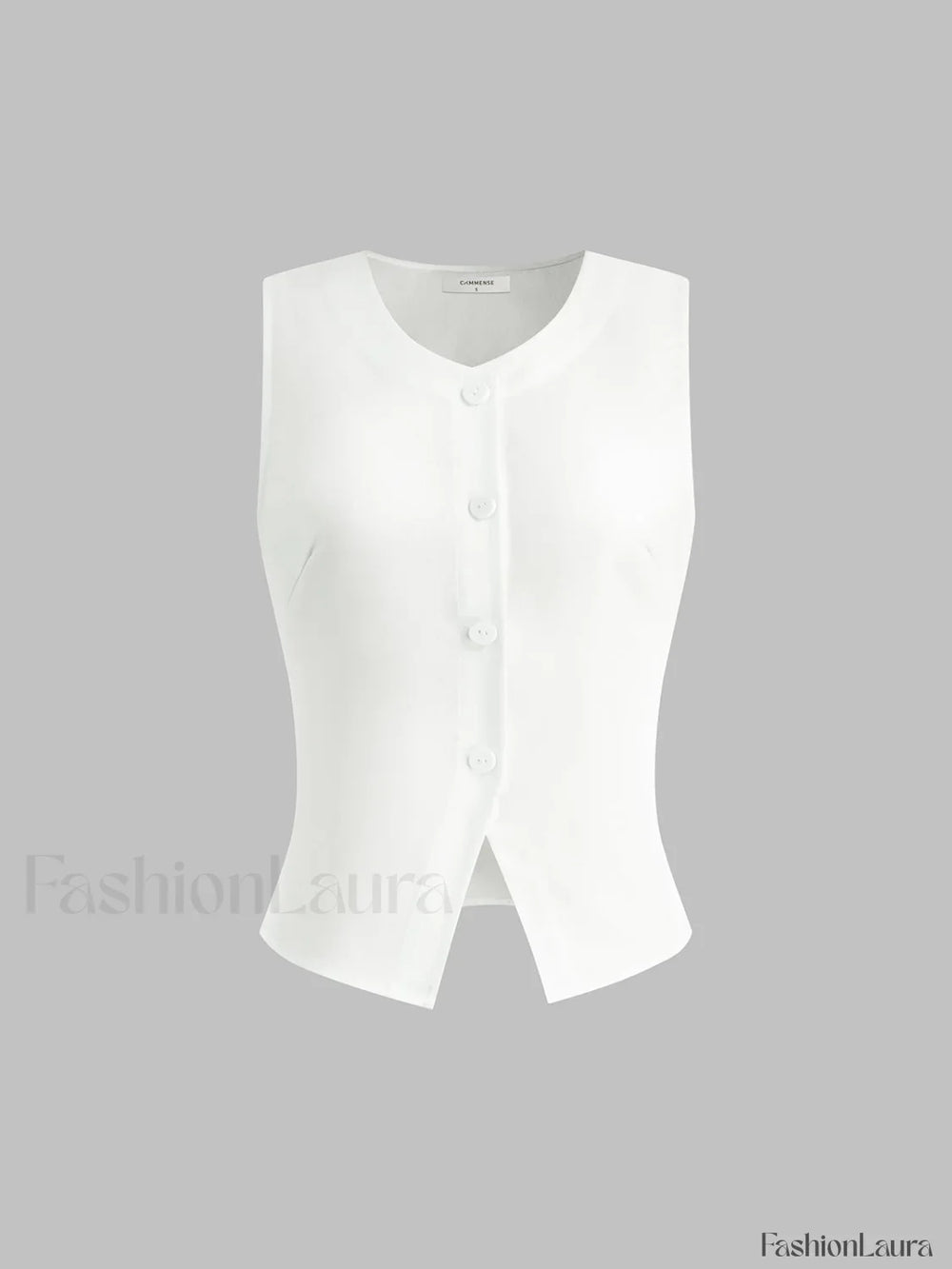 Linen Blends Button Up Tank Top White / XS Tank Tops & Camis