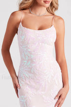Lisa Sequin Scoop Charming Neck Party Dress