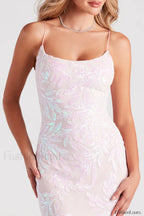 Lisa Sequin Scoop Charming Neck Party Dress