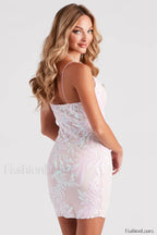 Lisa Sequin Scoop Charming Neck Party Dress