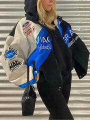 Logo Graphic Oversize Zipper Jacket Blue / S Jackets