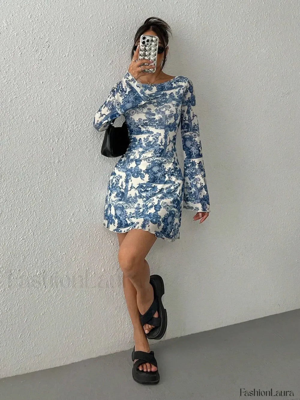 Long Sleeve Bodycon Floral Dress
