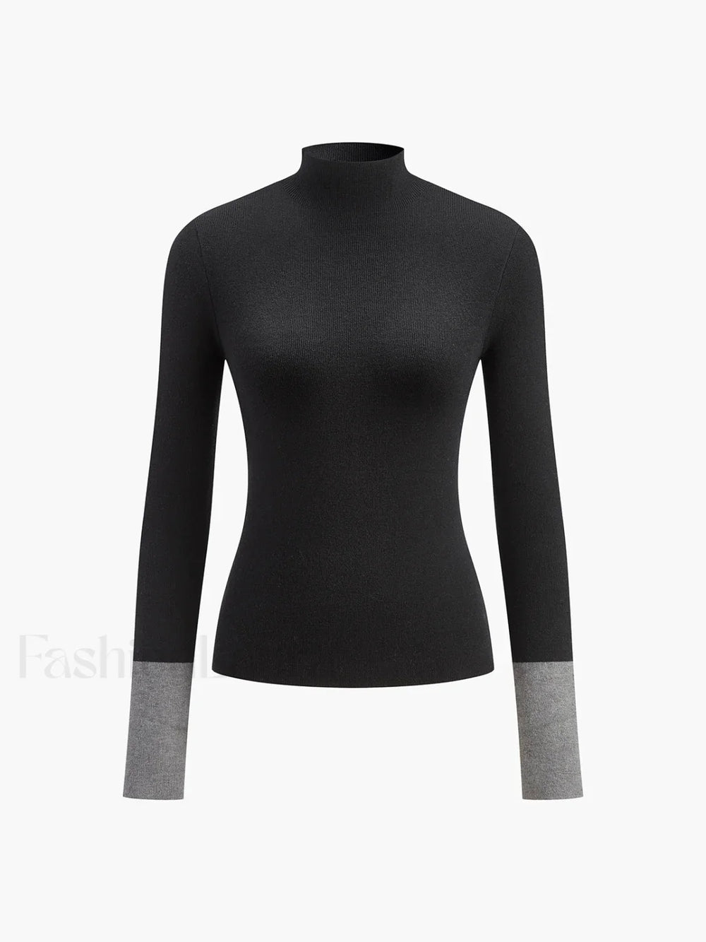 Long Sleeve Contrast Cuff Knit Top Knit Tops