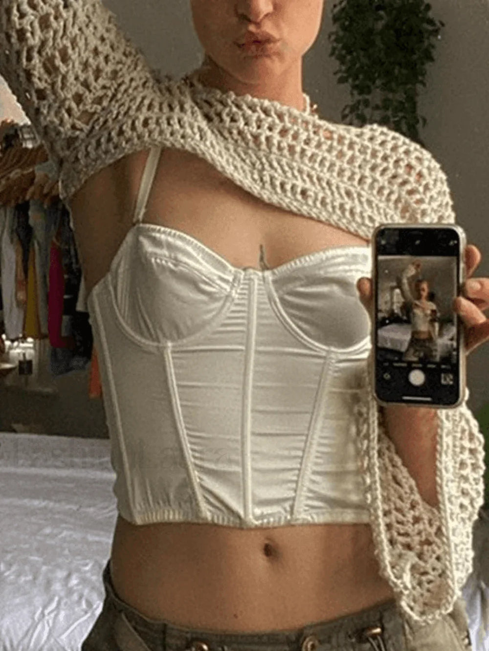 Long Sleeve Crochet Bolero Knit Top Tops&Tees