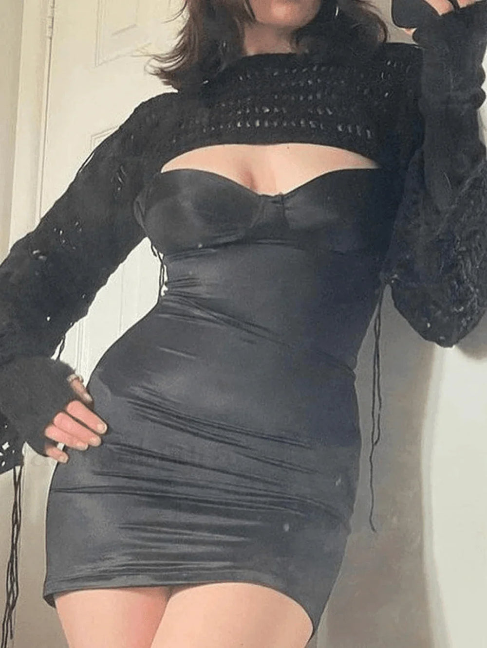 Long Sleeve Crochet Bolero Knit Top Tops&Tees