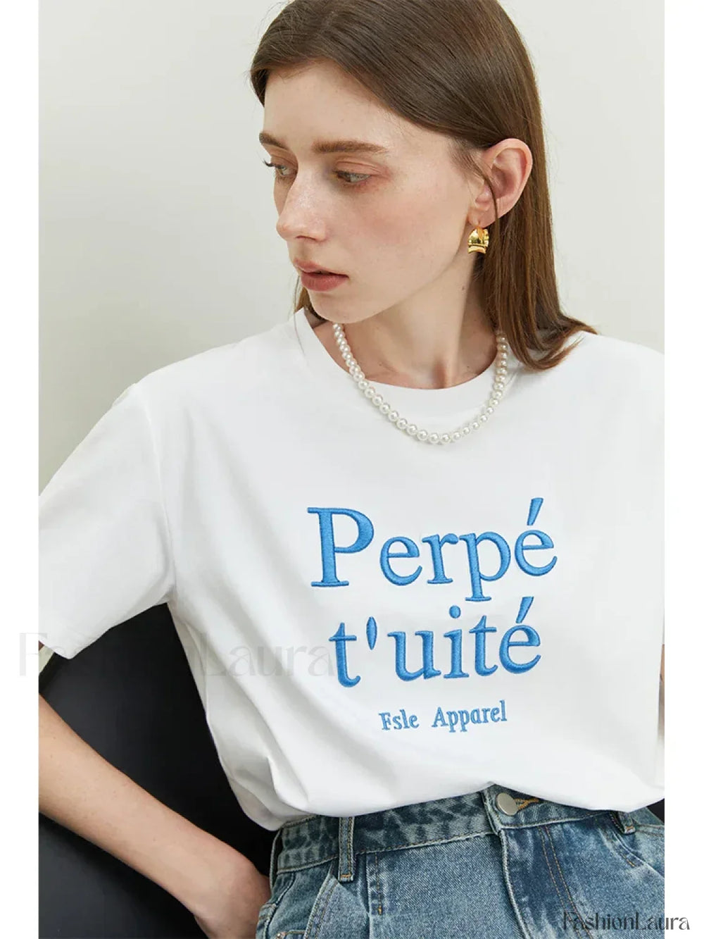 Loose Cool Letter Embroidery T Shirt