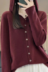 Loose Fit Merino Wool Hoodie Red / M