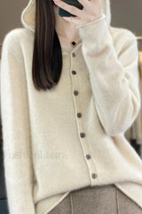 Loose Fit Merino Wool Hoodie White / M