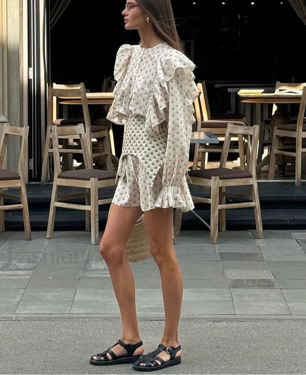 Loose Ruffle Mini Floral Dress